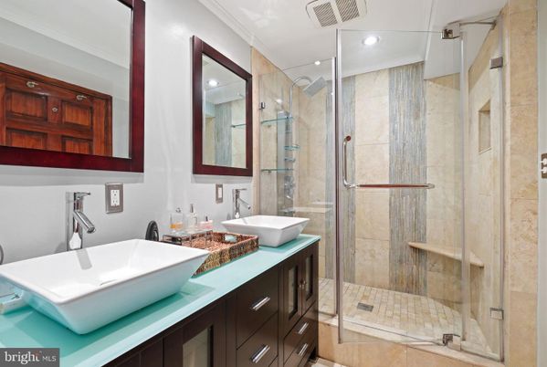Bathroom, Dual Sink Vanities, Glass Shower, Interior, Recessed Lighting
