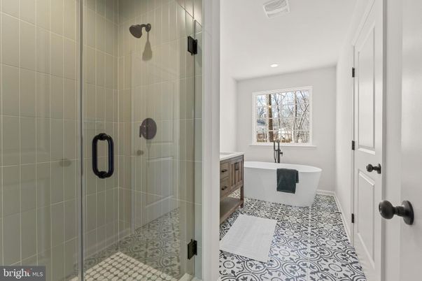 Bathroom, Free Standing Baths, Glass Shower, Interior, Recessed Lighting