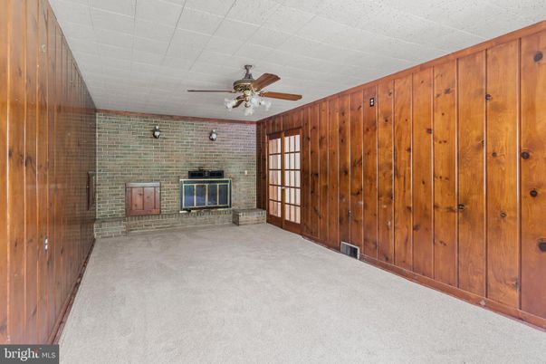 Empty room, Fireplace, Interior, Stone Walls, Wooden Walls