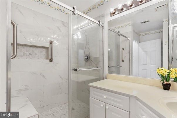 Bathroom, Glass Shower, Interior, Marble Walls