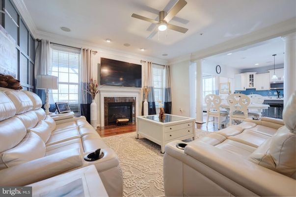 Dining room, Fireplace, Interior, Kitchen, Living room, Pendant Lights, Recessed Lighting