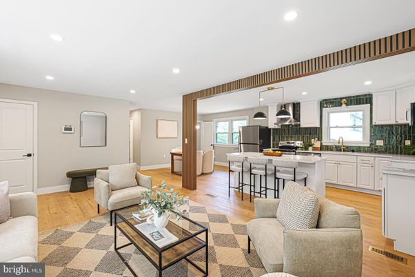 Interior, Kitchen, Living room, Pendant Lights, Recessed Lighting, Wood Texture Flooring