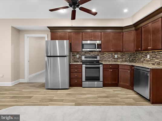 Interior, Kitchen, Recessed Lighting, Wood Texture Flooring