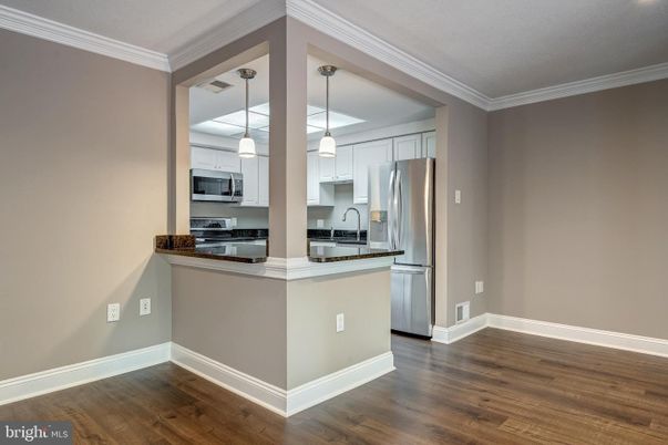 Interior, Kitchen, Pendant Lights, Stainless Steel Appliances, Wood Texture Flooring