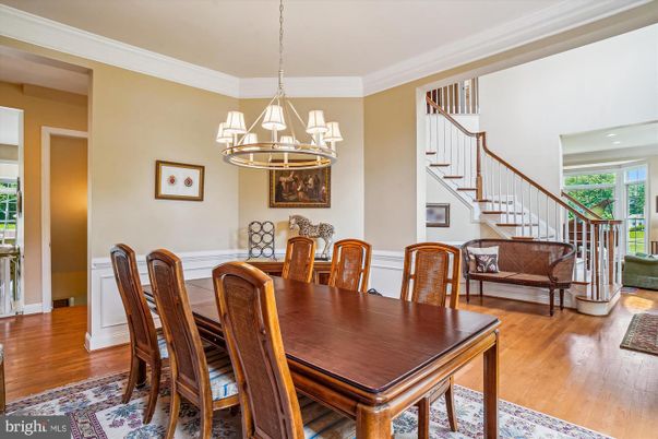 Chandelier, Dining room, Interior, Wood Texture Flooring