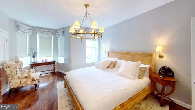 Bedroom, Chandelier, Interior, Wood Texture Flooring