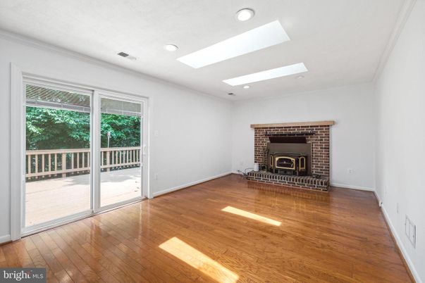 Empty room, Fireplace, Interior, Recessed Lighting, Wood Texture Flooring