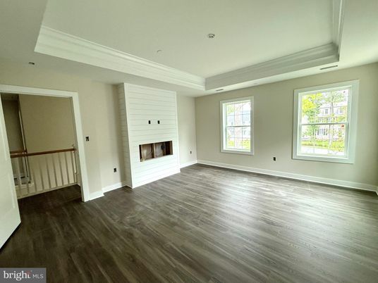 Empty room, Fireplace, Interior, Recessed Lighting, Wood Texture Flooring
