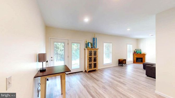 Fireplace, Interior, Recessed Lighting, Wood Texture Flooring