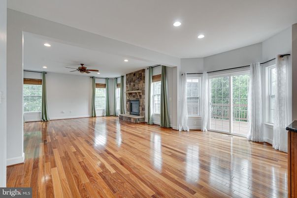 Empty room, Fireplace, Interior, Recessed Lighting, Wood Texture Flooring