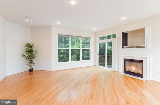 Empty room, Fireplace, Interior, Recessed Lighting, Wood Texture Flooring