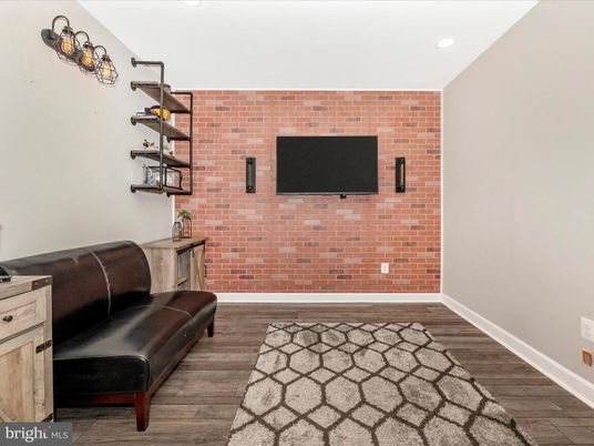 Interior, Recessed Lighting, Stone Walls, Wood Texture Flooring