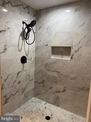 Bathroom, Interior, Marble Walls, Recessed Lighting