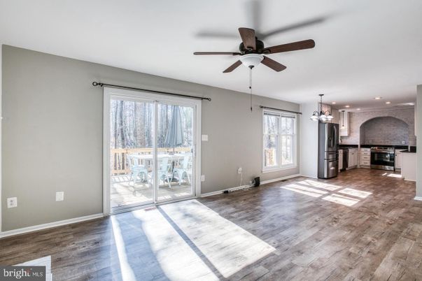 Chandelier, Empty room, Interior, Kitchen, Pendant Lights, Recessed Lighting, Wood Texture Flooring
