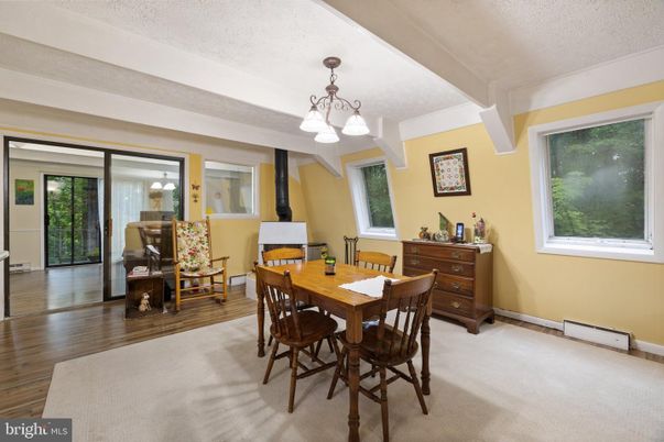 Chandelier, Dining room, Interior, Wood Texture Flooring