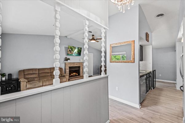 Chandelier, Fireplace, Interior, Wood Texture Flooring