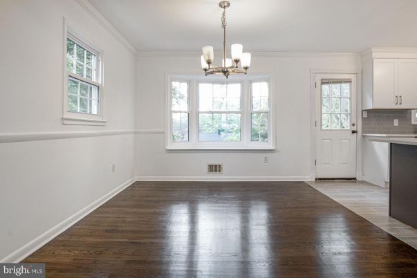 Chandelier, Empty room, Interior, Kitchen, Pendant Lights, Wood Texture Flooring