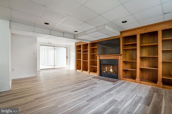 Empty room, Fireplace, Interior, Recessed Lighting, Wood Texture Flooring