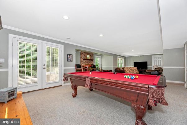 Billiard Table, Game Room, Interior, Recessed Lighting, Wood Texture Flooring