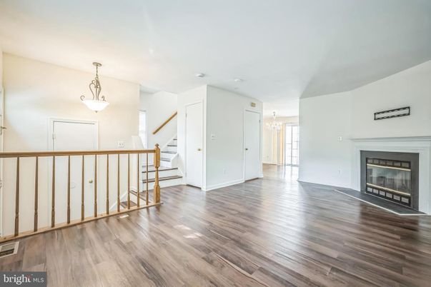 Chandelier, Empty room, Fireplace, Interior, Pendant Lights, Wood Texture Flooring