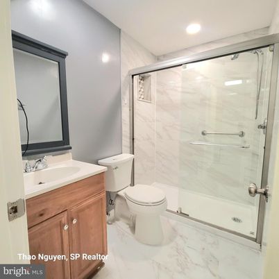 Bathroom, Glass Shower, Interior, Marble, Marble Walls, Recessed Lighting