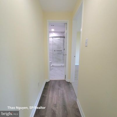 Bathroom, Interior, Marble, Recessed Lighting, Wood Texture Flooring