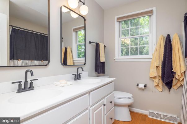 Bathroom, Dual Sink Vanities, Interior, Wood Texture Flooring