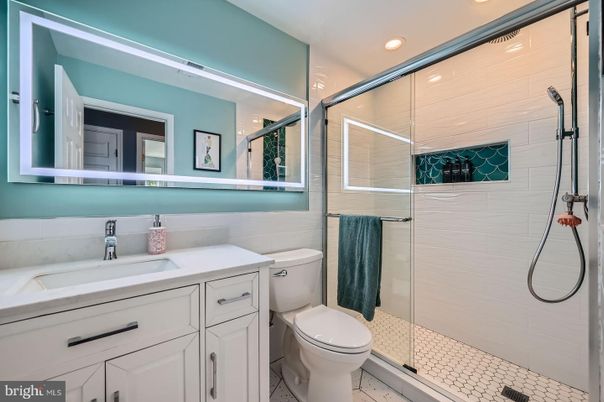 Bathroom, Glass Shower, Interior, Recessed Lighting