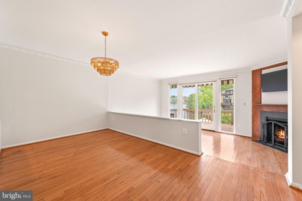 Chandelier, Empty room, Fireplace, Interior, Wood Texture Flooring