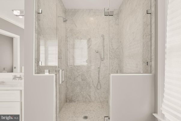 Bathroom, Glass Shower, Interior, Marble Walls