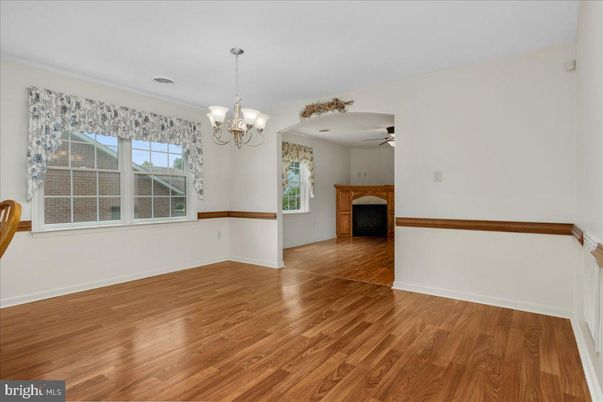 Chandelier, Empty room, Fireplace, Interior, Wood Texture Flooring