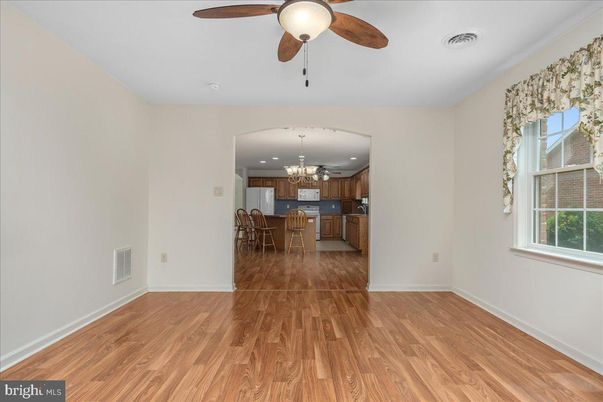 Chandelier, Dining room, Interior, Kitchen, Recessed Lighting, Wood Texture Flooring