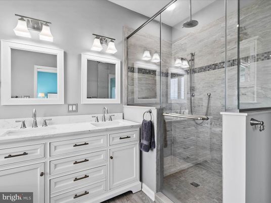 Bathroom, Dual Sink Vanities, Glass Shower, Interior