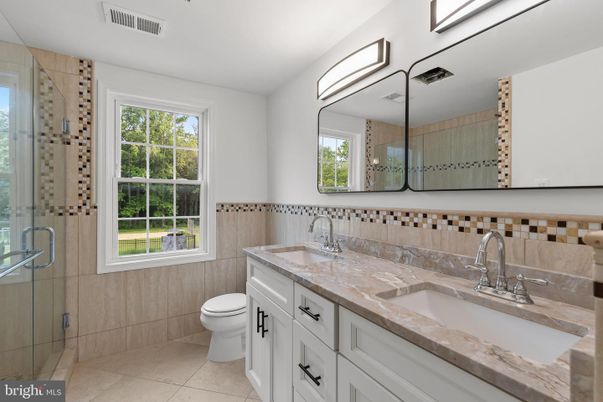 Bathroom, Dual Sink Vanities, Glass Shower, Interior