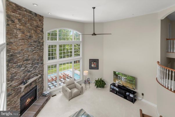 Fireplace, Interior, Living room, Recessed Lighting, Stone Walls