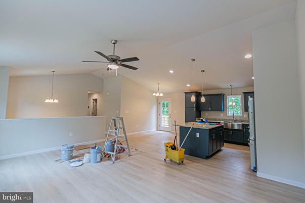 Interior, Kitchen, Pendant Lights, Recessed Lighting, Wood Texture Flooring