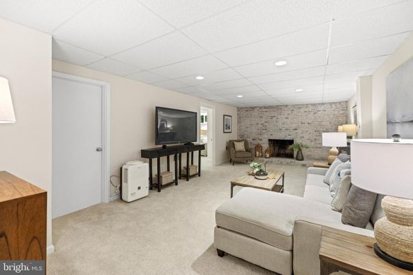 Fireplace, Interior, Living room, Recessed Lighting, Stone Walls