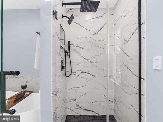 Bathroom, Glass Shower, Interior, Marble Walls