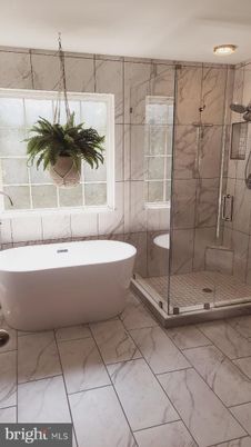 Bathroom, Free Standing Baths, Glass Shower, Interior, Marble, Marble Walls