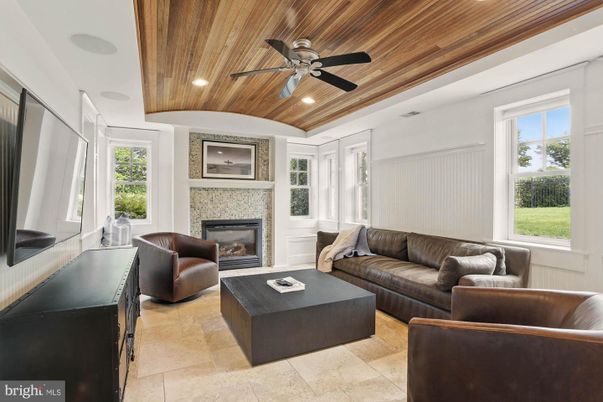 Fireplace, Interior, Living room, Recessed Lighting, Wooden Ceilings