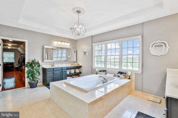 Bathroom, Dual Sink Vanities, Interior, Living room, Pendant Lights, Wood Texture Flooring