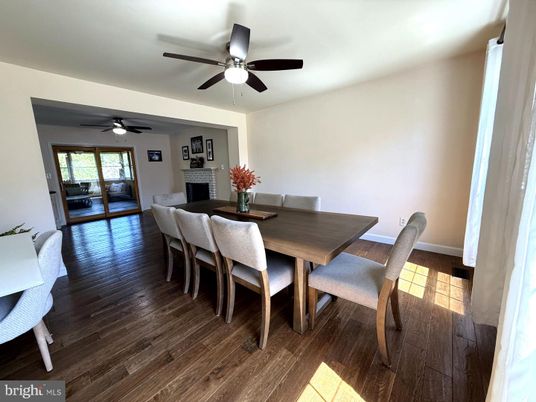 Dining room, Fireplace, Interior, Wood Texture Flooring