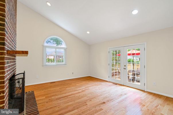 Empty room, Fireplace, Interior, Recessed Lighting, Wood Texture Flooring