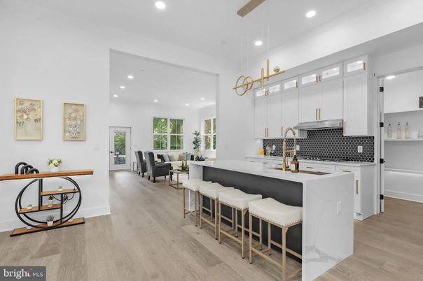 Interior, Kitchen, Living room, Pendant Lights, Recessed Lighting, Wood Texture Flooring