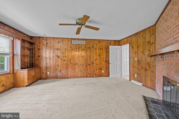 Empty room, Fireplace, Interior, Stone Walls, Wooden Walls