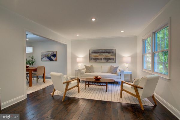 Dining room, Interior, Living room, Recessed Lighting, Wood Texture Flooring