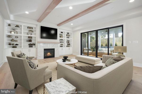 Fireplace, Interior, Living room, Recessed Lighting, Wooden Beams, Wood Texture Flooring