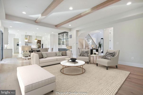 Interior, Kitchen, Living room, Pendant Lights, Recessed Lighting, Stainless Steel Appliances, Wooden Beams, Wood Texture Flooring