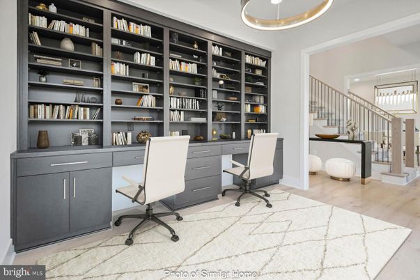 Home Office, Interior, Pendant Lights, Recessed Lighting, Wood Texture Flooring