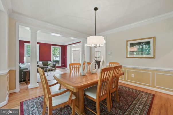 Dining room, Interior, Living room, Pendant Lights, Wood Texture Flooring